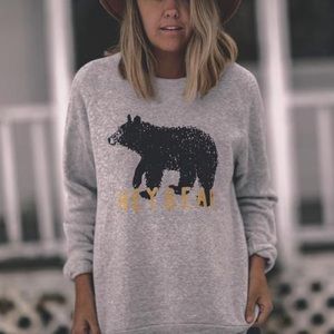 Indy Brand Clothing - Hey Bear Crew Neck Sweatshirt - Size M